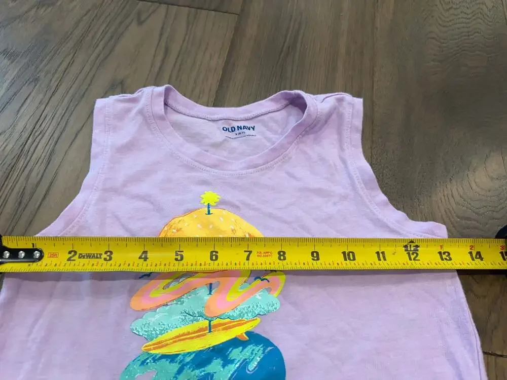 Old Navy Girls Purple Graphic Tank Top Size S 6-7 Burger Surfboard